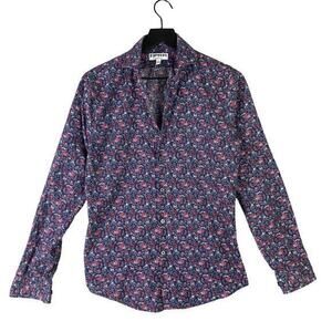 Express Men's Extra Slim Fit Floral Blue Long‎ Sleeve Button-Up Shirt S